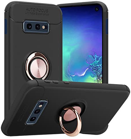 cadorabo Coque Compatible avec Samsung Galaxy S10e - Coque avec Bague de Mise au Point en Noir - Or Rose - Coque de Téléphone Portable en Silicone TPU - Coque en Silicone Ultra Slim Back Cover Case