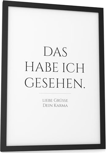 Papierschmiede® Bilder Home Kunstdruck mit Rahmen A4 (21x30 cm) Spruch Poster Zuhause Schrift Bild Wanddeko in schwarz weiß, Sprüche für Wohnzimmer Büro Küche, Karma