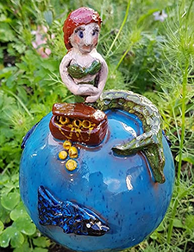 Rosenkugel GartenkugelMeerjungfrau mit Piratenschatz 18cm