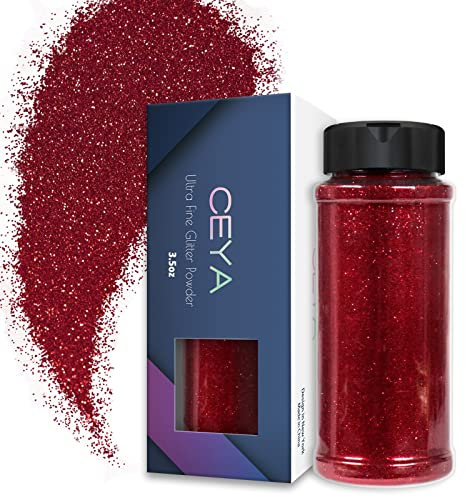 Ceya 3.5oz/ 100g Ultra Fine Glitter Powder Wine Red Glitter 1/128” 0.008” 0.2mm for Slime Epoxy Resin Craft Tumbler Jewelry Nail Art Festival Makeup Scrapbook Painting Wedding Cards