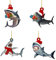 CeFoney Weihnachts-Holzornament, 4 Stück, Baumschmuck, Hai-Anhänger, Holzschnitzerei, Ornamente Weihnachten, Party, Fenster, Tischdekoration