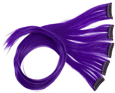 CAISHA 60 cm Coloré Mèche Mèches Extension à Clip Extension De Cheveux Cheveux Raides Longs Postiche Violet BST107