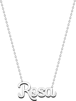 cotigo Collana con Nome in Acciaio Inossidabile - Ciondolo con Nome Personalizzato Collana in Argento o Dorate - Regali Personalizzati per Le Donne San Valentino amore (Rosa-Argentato)