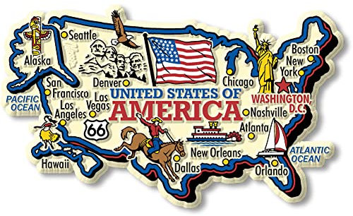 United States Jumbo Country Map Magnet by Classic Magnets, Collectible Souvenirs Made in The USA