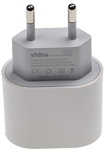 vhbw Universal USB C Ladeadapter für Smartphones, Tablets u.a. - Steckdosen-Adapter (Max. 9/12 / 5 V), Weiß