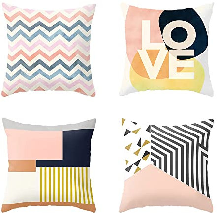 AKIS Home Kissenbezug 45x45cm 4er-Set mit harmonischer Morandi-Farbe Kissenbezüge für Sofakissen Wohnzimmer Schlafzimmer Wohndeko Kissenhülle (Love)…