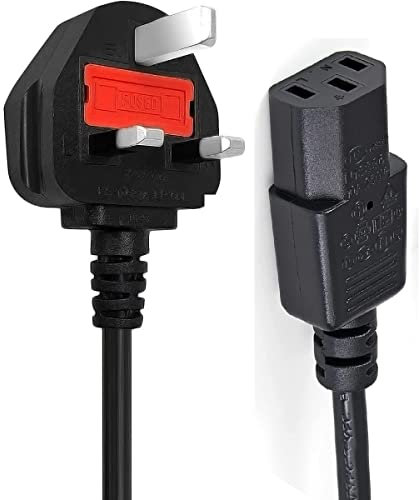 Power Lead UK 3 Pin IEC C13 Power Cable for TV, pc, monitor, plug, printers power cord
