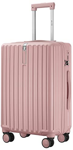 MGOB Koffer Mittelgroß Hartschalen Erweiterbar in Polycarbonat Reisekoffer mit 4 Rollen und Haken | 65x44x27/32cm | 71L-85L(Rosa, L)