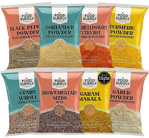 Premium Spice Kits - Premium Quality - Perfect Refill for your Kitchen Spice Tins - Great Taste Award Winner (ESSENTIAL SPICE KIT, 100g (Pack of 8))