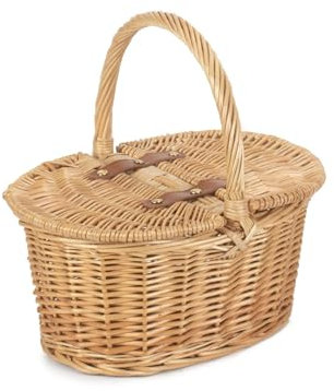 Red Hamper EH108 Wicker Child's Oval Lined Lidded Picnic Basket