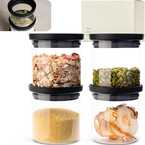 KIVY Vorratsgläser mit transparenten Glasdeckel [4x 500ml] Luftdichte Aufbewahrungsgläser mit Deckel - Vorratsdosen mit Deckel luftdicht - Glas Aufbewahrung - Aufbewahrungsdosen Küche