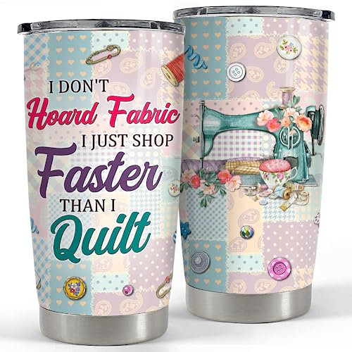 SANDJEST Sewing Tumbler Cup 20oz Sewing Lover Gift for Sewers Women Stainless Steel Insulated Tumblers Coffee Travel Mug Cup Gifts for Birthday Christmas