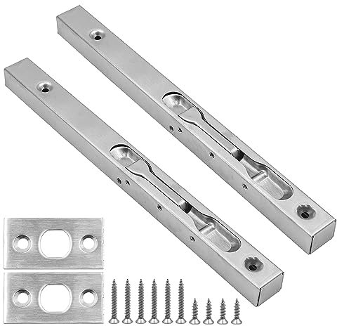 Set di 2 chiavistelli ZONADAH nascosti a leva, chiavistello a filo e lucchetti scorrevoli, barrette a scorrimento in acciaio inox spazzolato, lunghezza 10 pollici