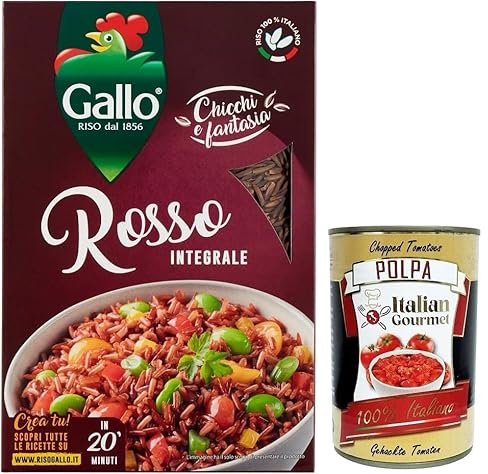 Italian Gourmet Riso Rosso Integrale Vollkorn roter Reis Beilage 1 x 500g | Chicchi consistenti e sapore rustico, für Salate, Bowls und kreative, Gesamtnettogewicht 500 g + Kostenlos Polpa 400g
