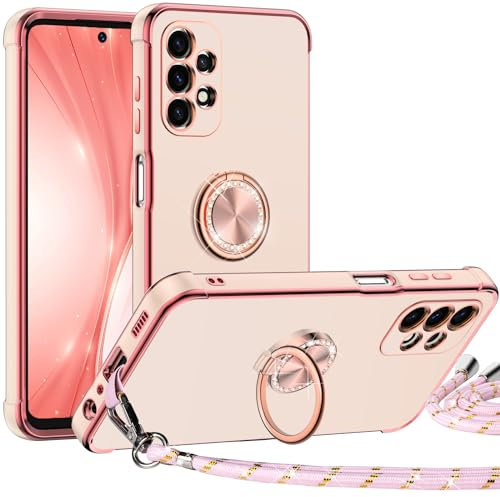 Miss Arts für Samsung Galaxy A53 5G Hülle mit Band, Ring Ständer Handyhülle Frauen Mädchen Dünn Stoßfeste Schutzhülle für Samsung Galaxy A53 5G Case Rosa