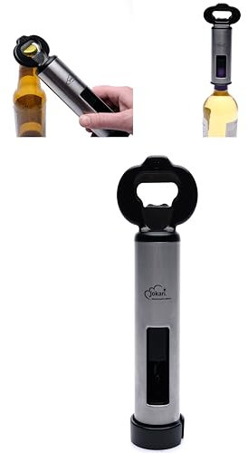 Jokari Décapsuleur polyvalent 3 en 1 avec tire-bouchon, levier et coupe-capsule. Un outil multifonction indispensable pour profiter sans effort de la bière, du vin, de l'eau de Seltz et d'autres
