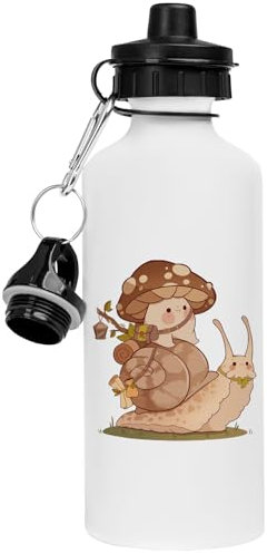 Generisch Netter Pilz- Und Schneckenfreund Weiße Trinkflasche Aus Edelstahl