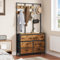 YITAHOME Porte-Manteau sur Pied avec 8 tiroirs, Tringle à vêtements Industrielle avec 8 Crochets pour Couloir, entrée, Chambre à Coucher, Salon, Marron Rustique