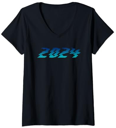 Femme 2024 Nouvel An Future Art Art Futuriste My Year Tech T-Shirt avec Col en V