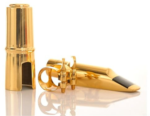 PETSTIBLE Saxophon-Mundstück, Tenor 8, Gold, Messing, Französisch, C-Dur