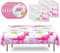 WERNNSAI Dinosaur Party Supplies - Dinosaur Plates, Napkins and Tablecloth for Girls Dino Birthday Party Decorations - Dessert Paper Plates, Napkins, Tableware - Serves 16 Guests - Pink