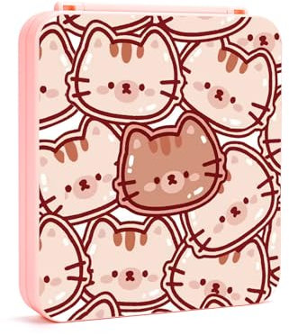 DLseego Porta Cartucce per Switch,Adorabile animale Custodia Switch Porta Cartucce di Gioco con 12 slot per schede di gioco e 12 slot per schede Micro SD,Gatti rosa