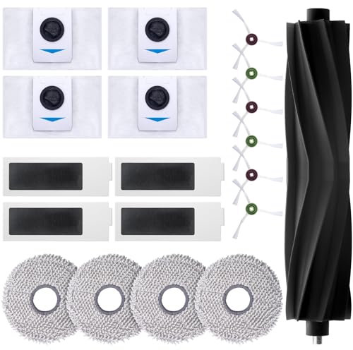 WeiaiziY Zubehör Für Ecovacs Deebot T20 Omni / T20e Omni - 4 Ecovacs T20 Omni Antibakterielle Staubbeutel, 1 Hauptbürsten, 4 Hepa Filter, 4 Wischtücher, 6 Seitenbürsten Zubehö