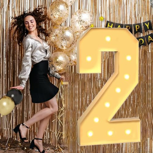 Festzelt-Zahlen, 70 cm, Mosaik, große Zahlen, 2 riesige, leuchtende Zahlen für Ballon, vorgeschnittener Schaumstoffrahmen für 2. Geburtstag, Party, Hochzeit, Hintergrund, Dekoration,