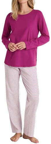 CALIDA Graphic Nights Pyjama, lang Damen, weich, pflegeleicht, elastischer Hosenbund Orchid Flower 48-50