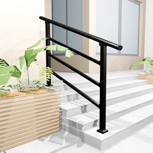 MBBTAG Handlauf Edelstahl Aussen, Geländer Edelstahl, Metalltreppengeländer Für Den Außenbereich, Es Gibt Keine Reservierten Löcher, Sie Müssen Sie Selbst Bohren, Für Garten, Garage, Veranda(3 crossba