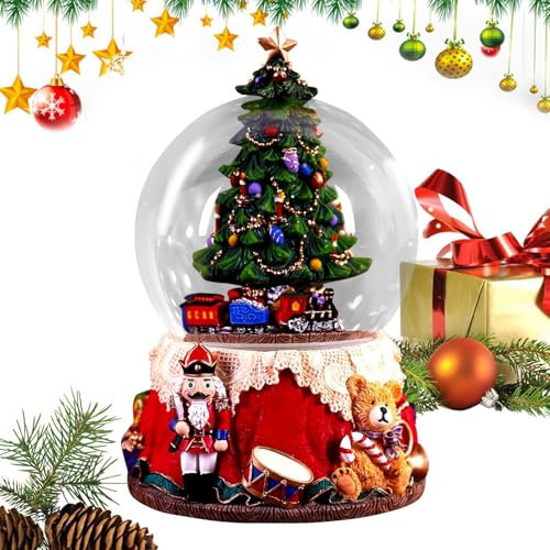 Duroecsain Boule à Neige Casse-Noisette de Noël,Boules à Neige éclairées de Noël Casse-Noisette | Bal Musical Casse-Noisette - Boîte à Musique de Boules à Neige de noël, Boule à Neige Musicale