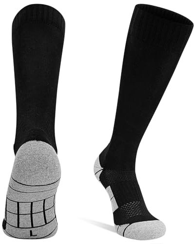 DECOVICI Fußball Socken 1 Paar, Fussball Socken Kinder Männer 30-47, Kniehohe Fußballstutzen für Jungen Mädchen Lange Sportsocken für Rugby Basketball Hockey Laufen Training(30-34,Schwarz)