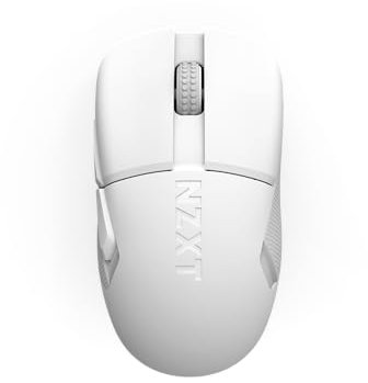 NZXT Gamingmaus Lift Elite Wireless – Ultraleicht: 57 g – Abfragerate 4K / 8K, optische Schalter, optischer Sensor mit 26K DPI – Lange Akkulaufzeit – Seitengriffflächen aus Gummi – Weiß