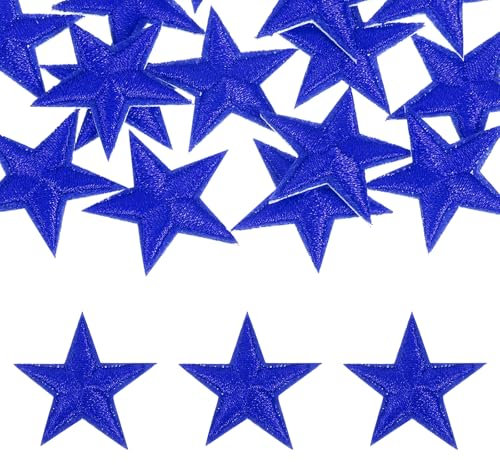 sourcing map 16Pcs Iron on Star Patches, Sew on Star Embroidered Patches, Decorative Repair Patch Applique for DIY Crafts Backpacks Bags Hats Clothes, 29mm Navy Blue