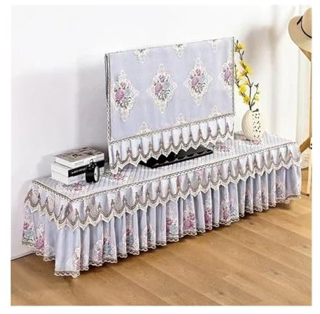 TV cubierta 1pcs Simple Fabric Rectangular TV Cabinet Cover Hanging LCD TV Cover Household TV Curved Dust Cover Cloth Outdoor TV Cover(Color04,85xH55cm TV)