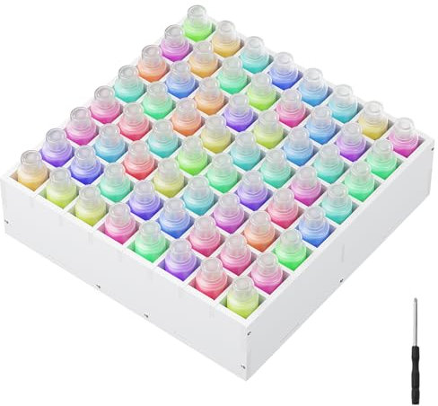 64 Grids Paint Storage Tray, Art & Craft Supply Storage Organizer, Craft Paint Rack Stand, Stackable Paintbrush Pens Markers Holder for Apple Barrel, Folkart, 2oz Craft Paints