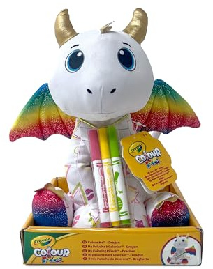 CRAYOLA, Colour Me, Plüschtier zum Bemalen, mit 3 Filzstiften, Drache | Kreative Beschäftigung und Geschenk für Kinder, ab 3 Jahren