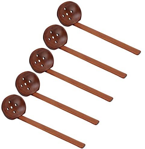 CFTGIW 5Pcs Wooden Spoons Sturdy Handle Hand Polis Smoother Light Weight Japanese Torto Shell Spoon for Restaur GiftsWith Holes Wooden SpoonsLarge SpoonJapanese (Old Paint Color with Holes)