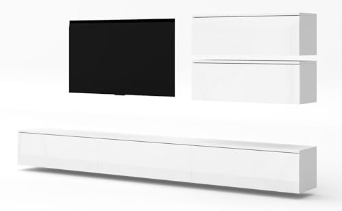 AXLIVING Wohnwand weiß Loriano V Matt/Hochglanz Anbauwand 300 cm