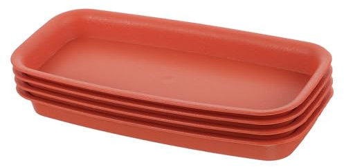 TOYANDONA 4Pièces Plateaux Rectangulaires Plastique pour Plantes Soucoupes Antidébordement pour Pots de Fleurs Bac de Collecte de Drainage pour Intérieur Extérieur
