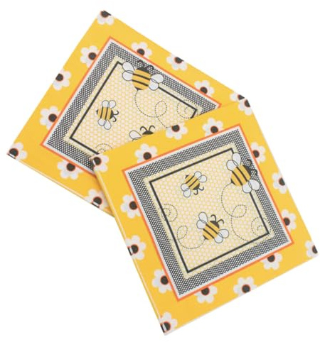 Bunte Partyservietten mit Bienenmotiv aus Zellstoff | Hochzeit und Jubiläum, Schöne Einzigartige Optik, 2-lagig, 33x33cm, 100 Stück Packung Zufällige Farbe