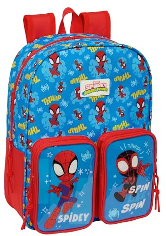 Spidey Kinderrucksack, anpassbar an den Kinderwagen, einfache Reinigung, ideal für Kinder verschiedener Altersgruppen, bequem und vielseitig, Qualität und Widerstandsfähigkeit, 26 x 11 x 34 cm