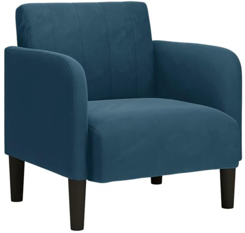 HFXHIJXQ Blauer Samt Ohrensessel 68x68x70 cm mit Armlehne Federung 110 kg belastbar Modernes Design für Wohnzimmer Schlafzimmer Büro