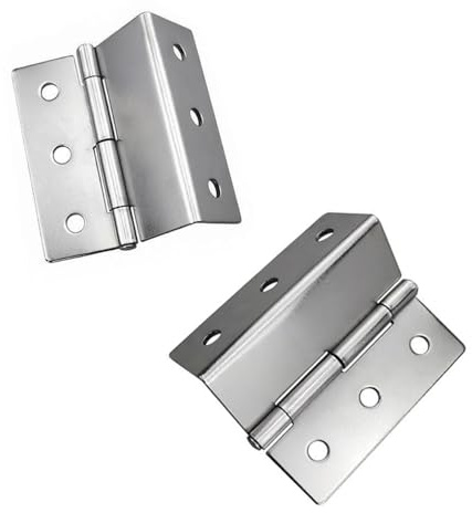 2 Pieces Three Fold Hinges Folding Cabinet Hinges 6-Hole Cranked Hinge for Windows Cabinets Boxes-Sliver-76 * 24 * 1.8MM