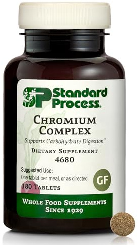 Standard Process Chromium Complex - Supplement for Digestive Health Support - Contains Niacin, Chromium & Vitamin A - Gluten-Free, Non-Dairy & Non-Soy - 180 Tablets (180 Servings)