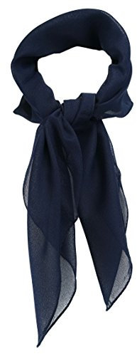 TigerTie Feines Damen Chiffon Nickituch in dunkelblau einfarbig Uni - Größe 58 cm x 58 cm - Tuch Halstuch Schal