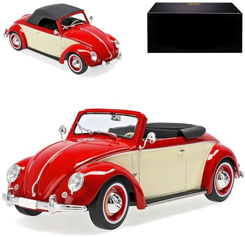 KK-Scale Volkwagen Käfer Hebmüller Cabrio 1949 Rot Cream 1/18 Modell Auto