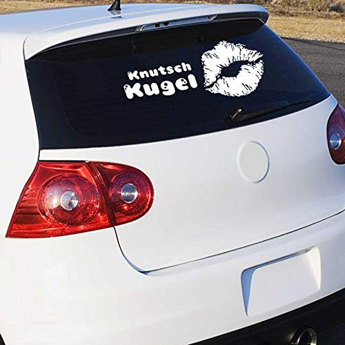 INDIGOS UG Auto Aufkleber Knutschkugel 50cm x 20cm Weiß - Heckscheibe - Autoaufkleber selbstklebend - UV- & waschanlagen beständig - Tuning - Spoiler - Sticker