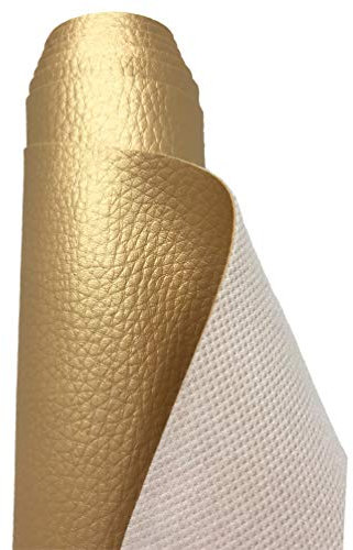A-Express Grained Faux Leather Fabric Waterproof Heavy Duty Leatherette Vinyl Leathercloth Upholstery Textured Material - Shiny Gold Half Metre 50cm x 140cm