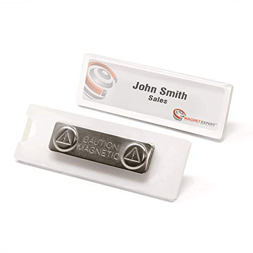 Magnetic Name Badge with Card Insert for Shop, Staff, Conventions, Exhibitors, and Events - 75mm x 23mm